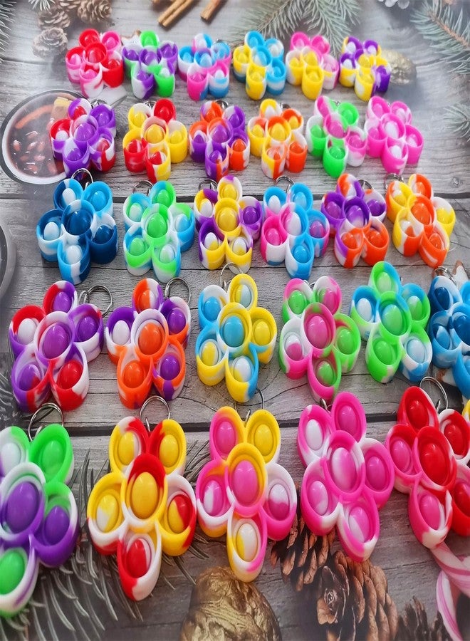 HOZKEAP 30 Packs Bulk Flowers Backpack Keychain Mini pop Fidget for boy and Little Girl,Kids，Students Birthday Party Favors,Students Bubble Prize - Image 3